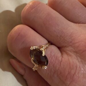 NWOT Smokey Brown Quartz 14k Gold Ring Sz 9